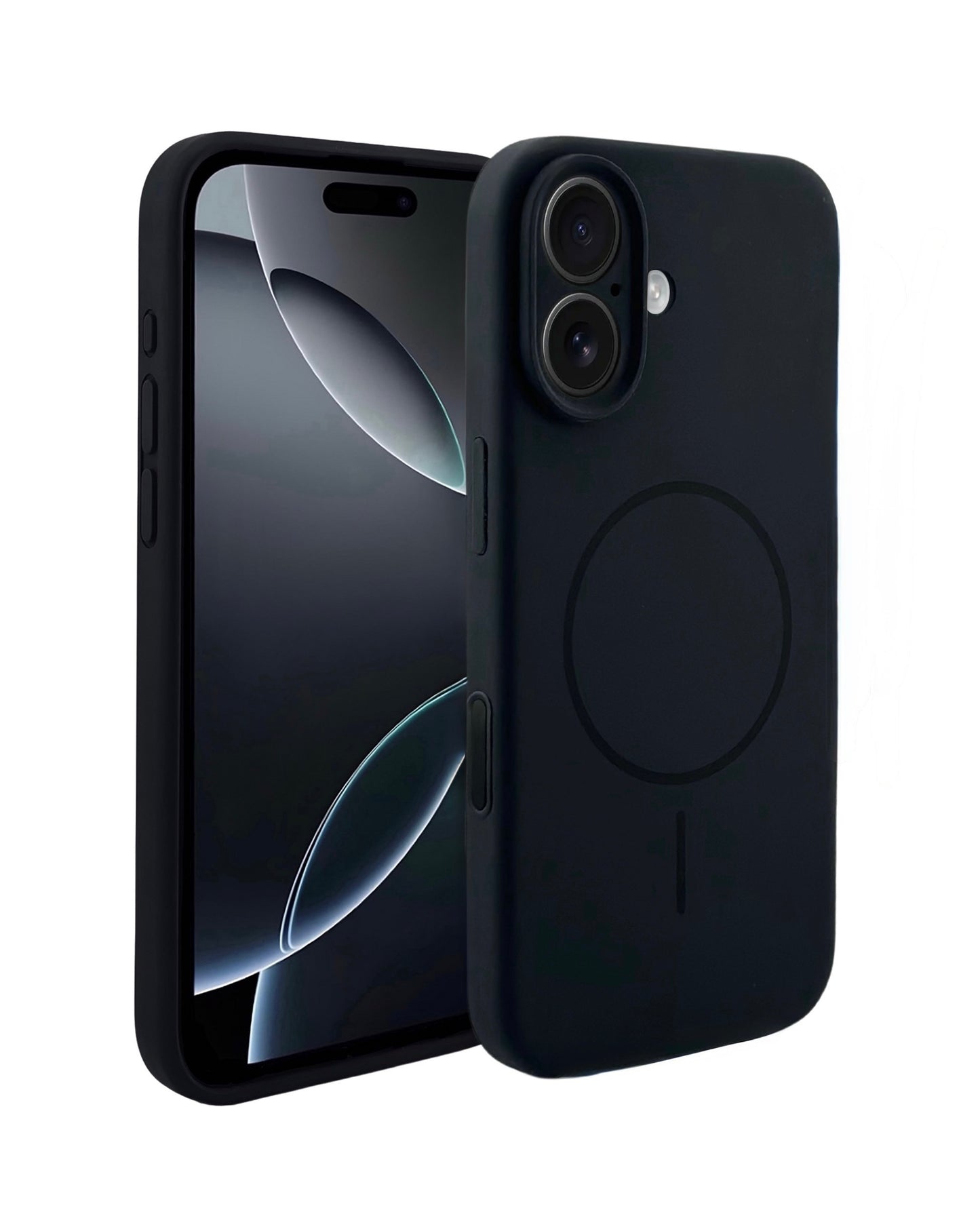 MagSafe Compatible Black Silicone Phone Case with Protective Camera Cover