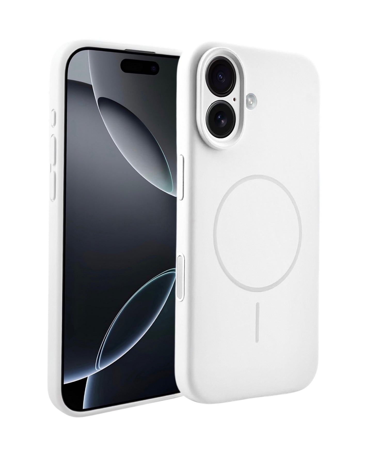 MagSafe Compatible White Silicone Phone Case with Protective Camera Cover