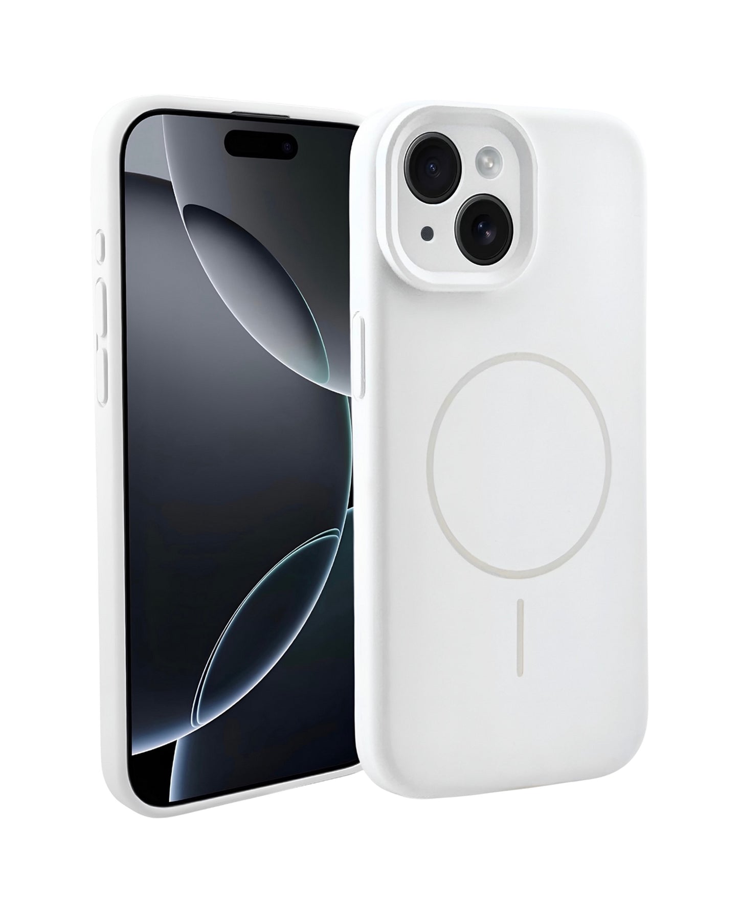 MagSafe Compatible White Silicone Phone Case with Protective Camera Cover