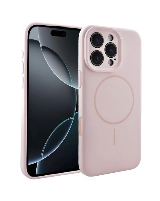 MagSafe Compatible Pink Protective Silicone Phone Case with Camera Cover